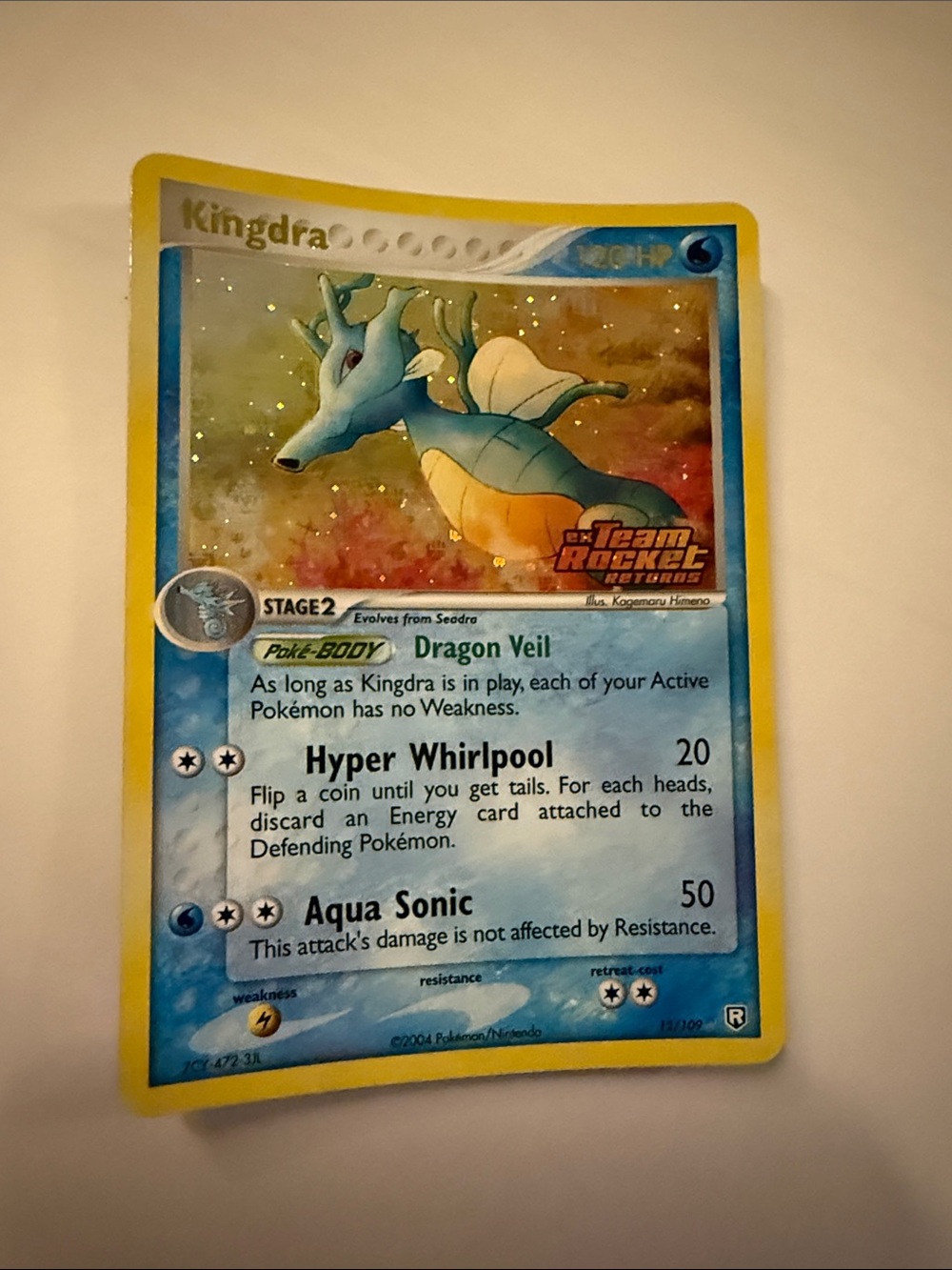 Kingdra Reverse Foil Pokémon Card EX Team Rocket Returns #12 2004